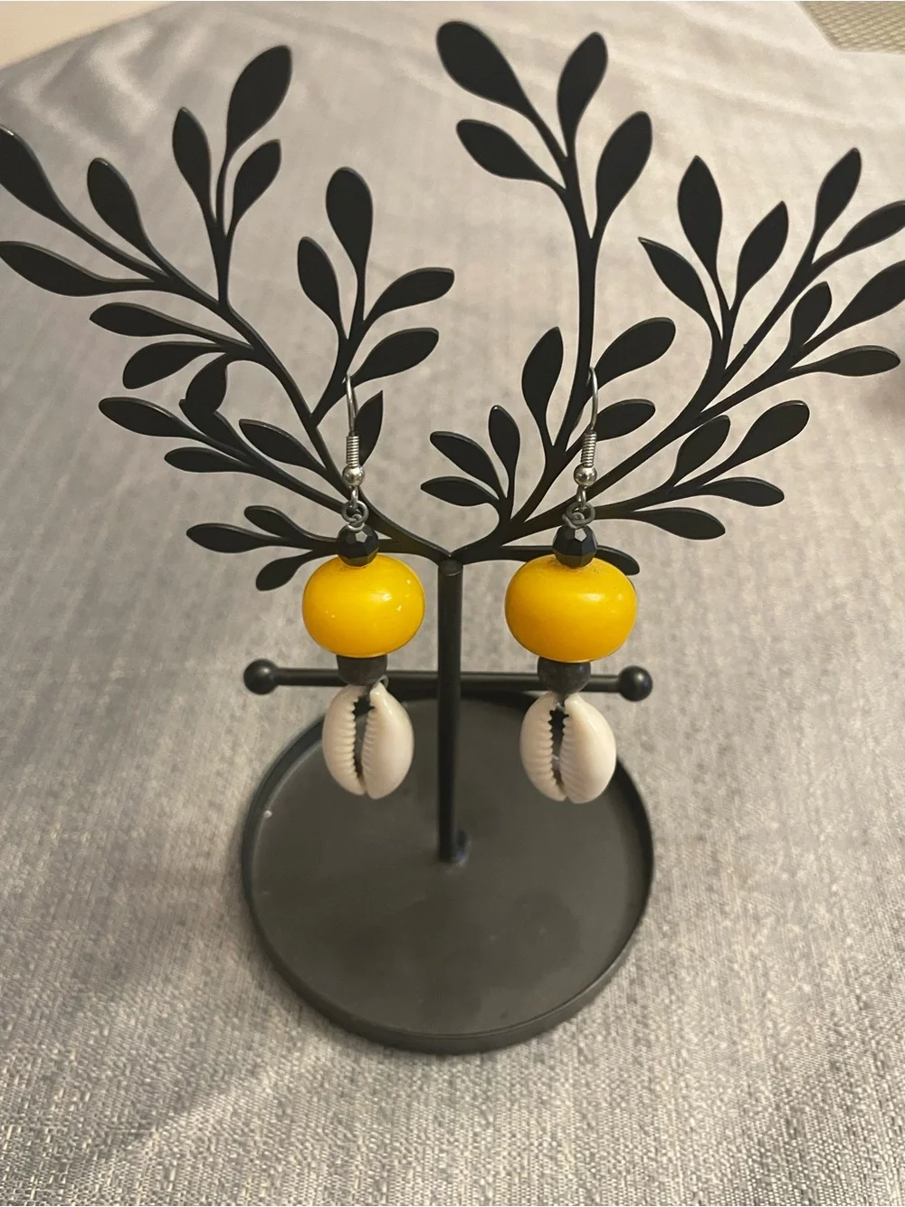 Handcrafted Yellow Dangle Shell Earrings